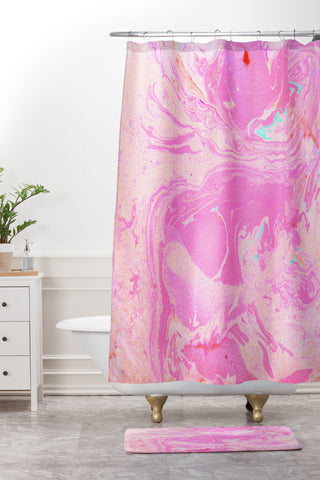 SunshineCanteen cosmic pink skies Shower Curtain And Mat