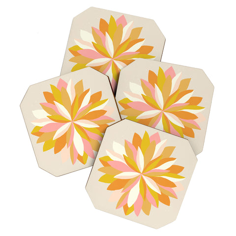 SunshineCanteen dahlia bloom Coaster Set