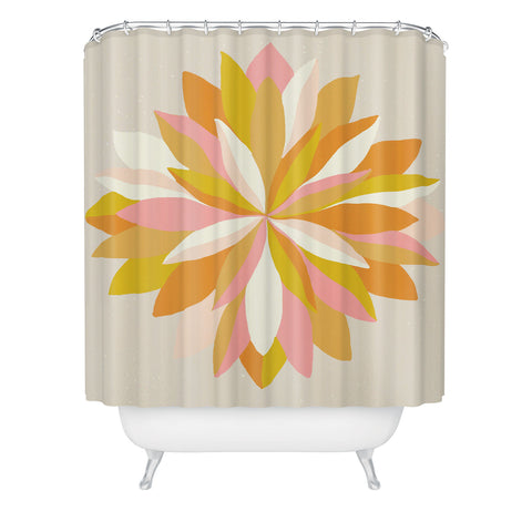 SunshineCanteen dahlia bloom Shower Curtain