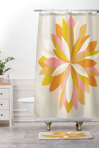 SunshineCanteen dahlia bloom Shower Curtain And Mat
