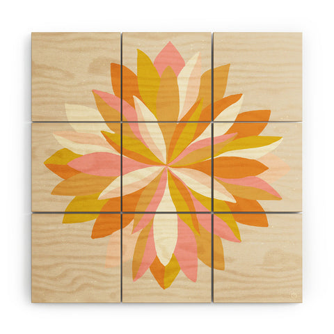 SunshineCanteen dahlia bloom Wood Wall Mural