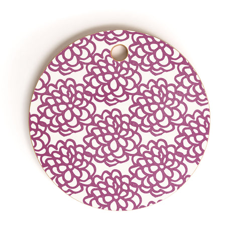 SunshineCanteen dahlia purple floral pattern Cutting Board Round
