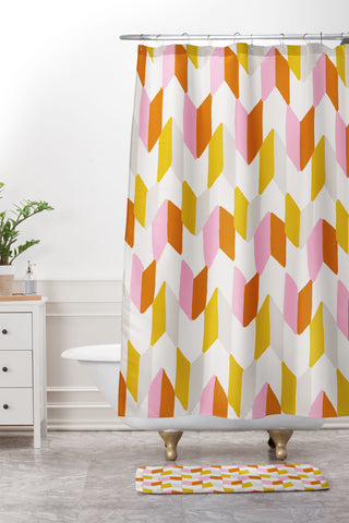 SunshineCanteen delilah chevron pattern Shower Curtain And Mat