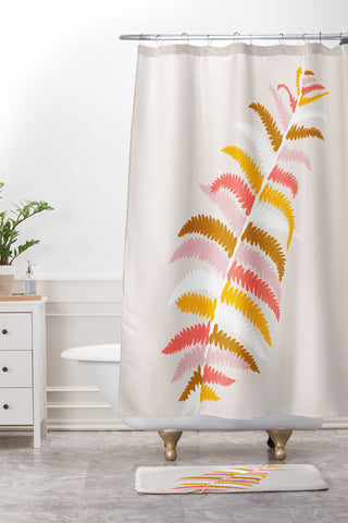 SunshineCanteen fall fern Shower Curtain And Mat