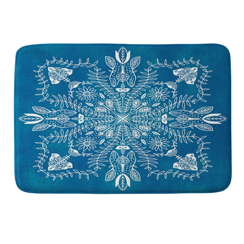 SunshineCanteen flores cyan Memory Foam Bath Mat