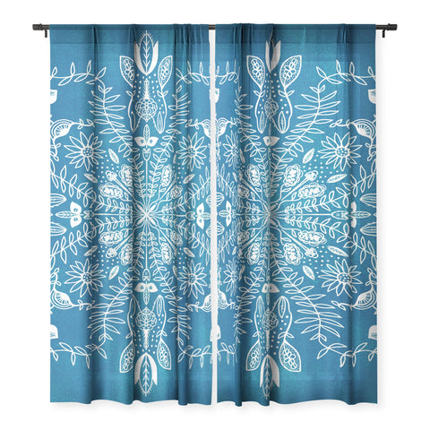 SunshineCanteen flores cyan Sheer Non Repeat