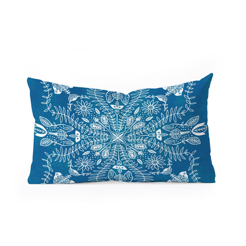 SunshineCanteen flores cyan Oblong Throw Pillow