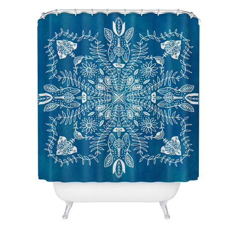 SunshineCanteen flores cyan Shower Curtain