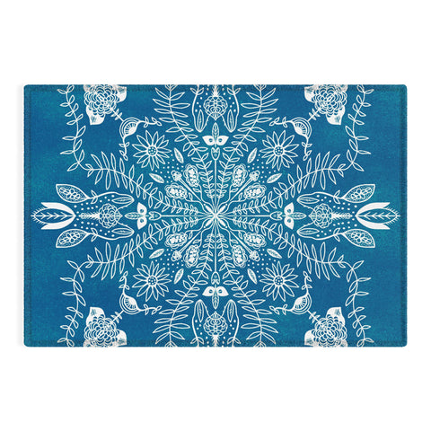 SunshineCanteen flores cyan Outdoor Rug