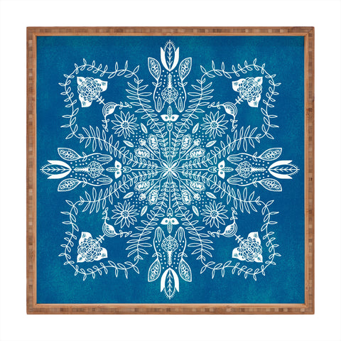 SunshineCanteen flores cyan Square Tray