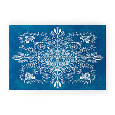 SunshineCanteen flores cyan Welcome Mat