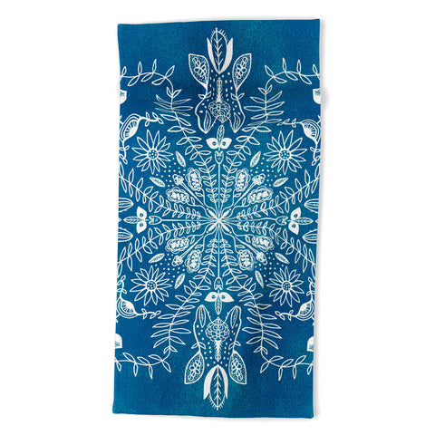 SunshineCanteen flores cyan Beach Towel