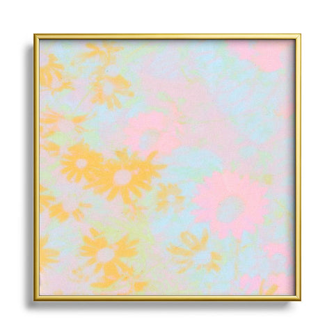 SunshineCanteen gentle flowers Metal Square Framed Art Print