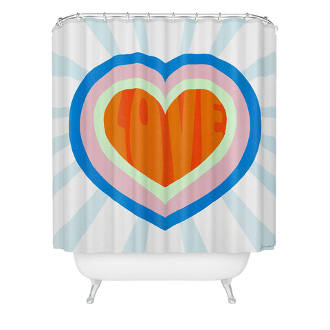 SunshineCanteen heart of love orange Shower Curtain