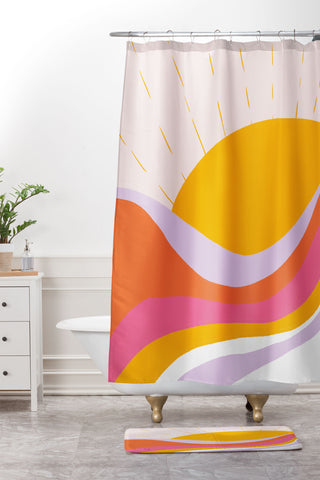 SunshineCanteen laurel canyon sunrise Shower Curtain And Mat