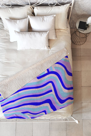 SunshineCanteen lavender zebra stripes Fleece Throw Blanket
