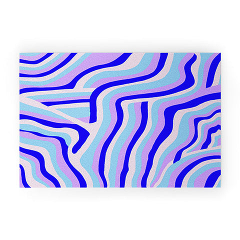 SunshineCanteen lavender zebra stripes Welcome Mat