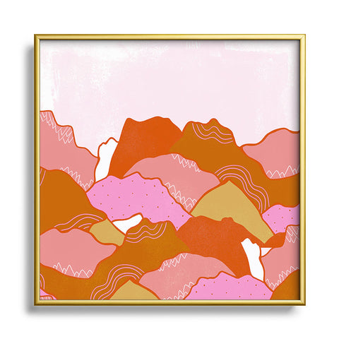 SunshineCanteen magical mountainside Metal Square Framed Art Print