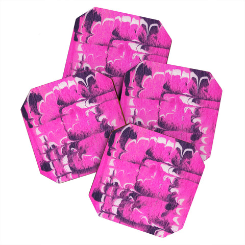 SunshineCanteen marble tie dye bright pink Coaster Set