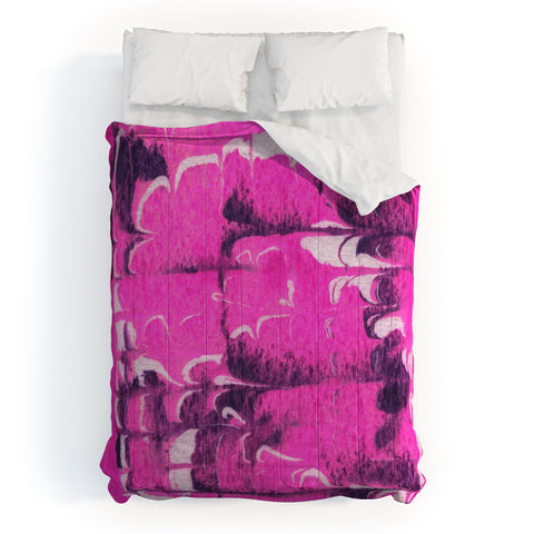 SunshineCanteen marble tie dye bright pink Comforter