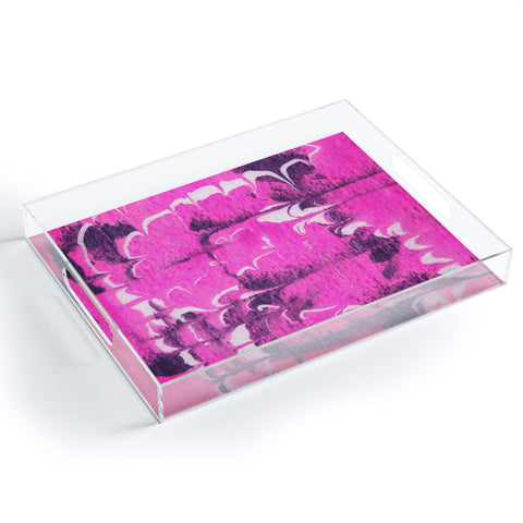 SunshineCanteen marble tie dye bright pink Acrylic Tray