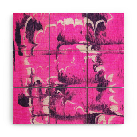 SunshineCanteen marble tie dye bright pink Wood Wall Mural