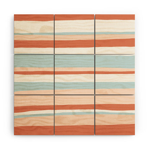 SunshineCanteen mesa desert pastel stripes Wood Wall Mural