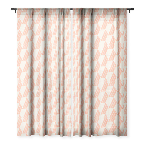SunshineCanteen minimalist pink hex tile Sheer Window Curtain