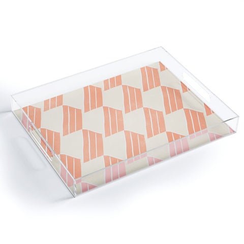 SunshineCanteen minimalist pink hex tile Acrylic Tray