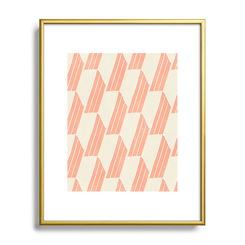 SunshineCanteen minimalist pink hex tile Metal Framed Art Print