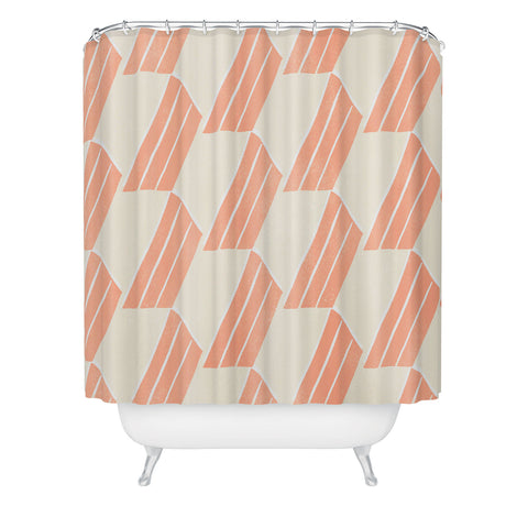 SunshineCanteen minimalist pink hex tile Shower Curtain