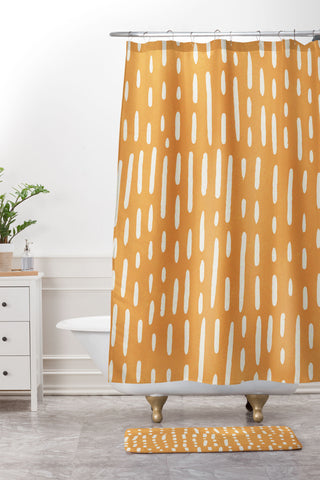 SunshineCanteen minimalist series scandi lines Shower Curtain And Mat