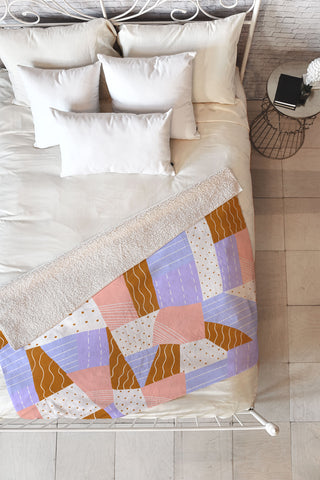 SunshineCanteen modern quilt lilac Fleece Throw Blanket