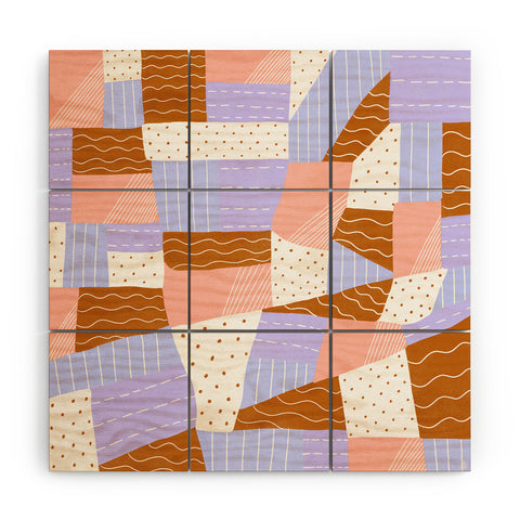 SunshineCanteen modern quilt lilac Wood Wall Mural