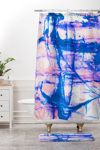 SunshineCanteen modern tie dye Shower Curtain And Mat