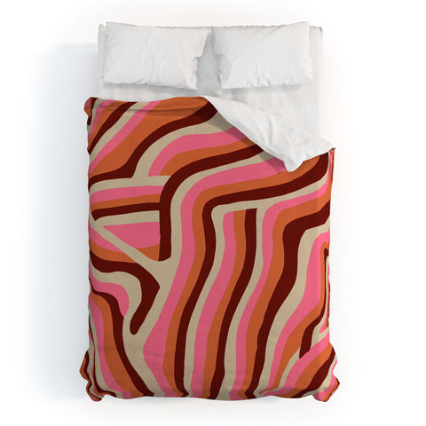 SunshineCanteen neon pink retro zebra Duvet Cover