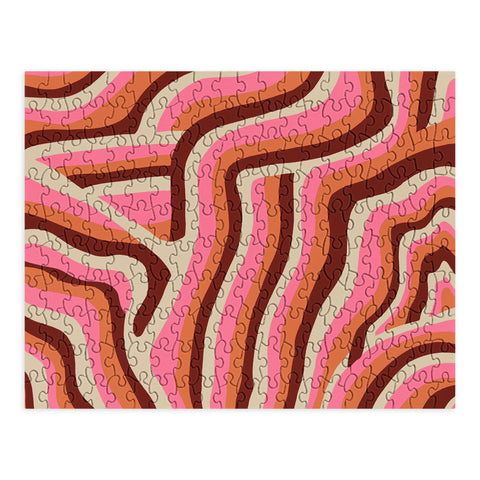 SunshineCanteen neon pink retro zebra Puzzle