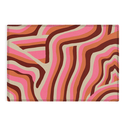 SunshineCanteen neon pink retro zebra Outdoor Rug