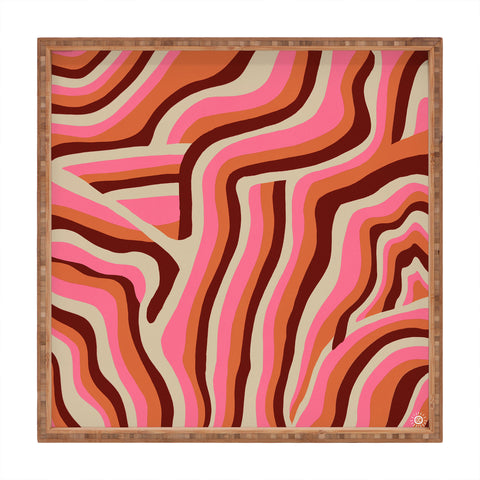 SunshineCanteen neon pink retro zebra Square Tray