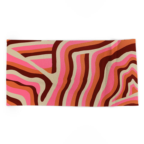 SunshineCanteen neon pink retro zebra Beach Towel