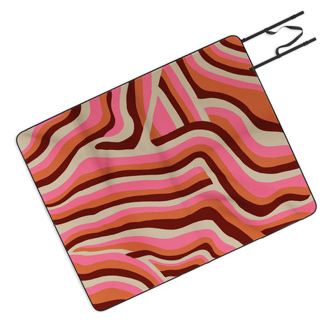 SunshineCanteen neon pink retro zebra Picnic Blanket