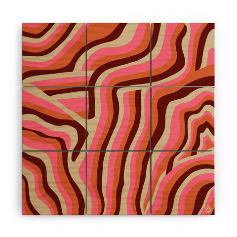 SunshineCanteen neon pink retro zebra Wood Wall Mural