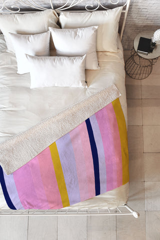 SunshineCanteen ojai stripes Fleece Throw Blanket