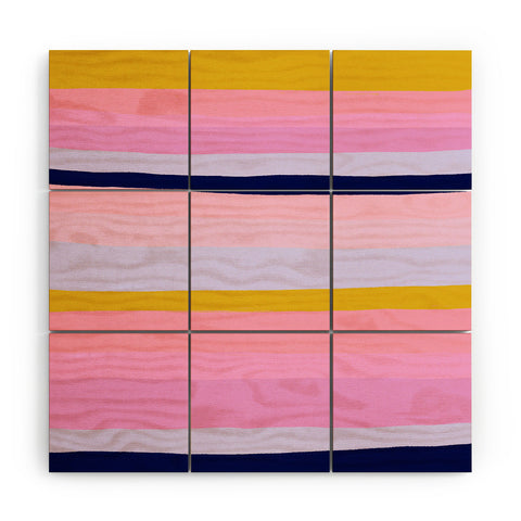 SunshineCanteen ojai stripes Wood Wall Mural