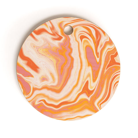 SunshineCanteen orange marble Cutting Board Round