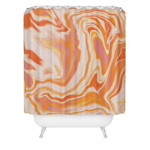 SunshineCanteen orange marble Shower Curtain