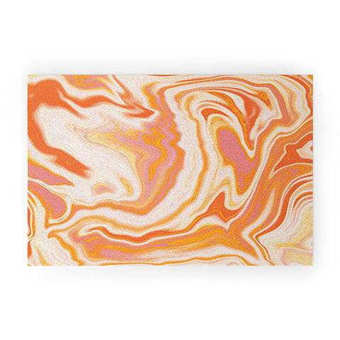 SunshineCanteen orange marble Welcome Mat