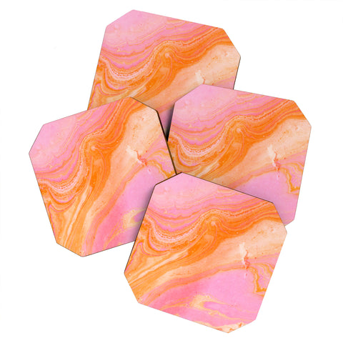 SunshineCanteen pink agate gemstone Coaster Set