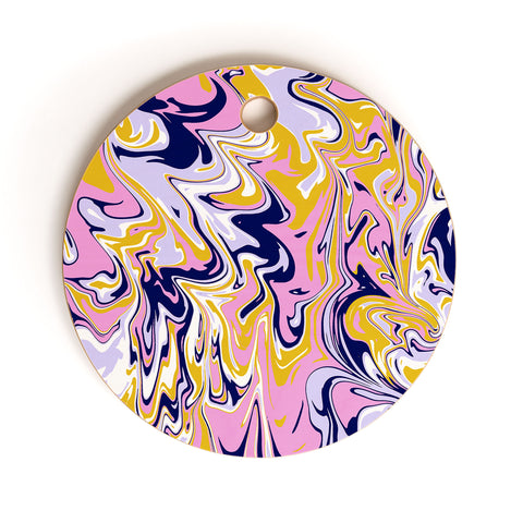 SunshineCanteen pink navy gold marble Cutting Board Round