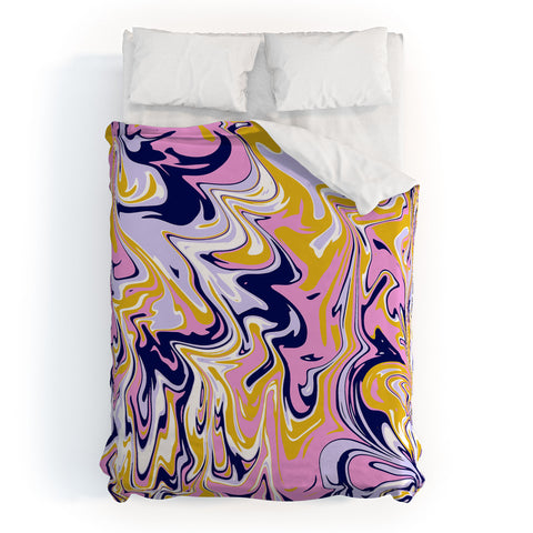 SunshineCanteen pink navy gold marble Duvet Cover